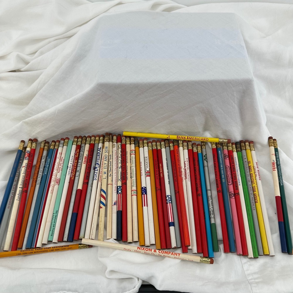 Vintage Advertising Pencils Lot Mixed Color Good BankAmericard Nixon & Co 45pc